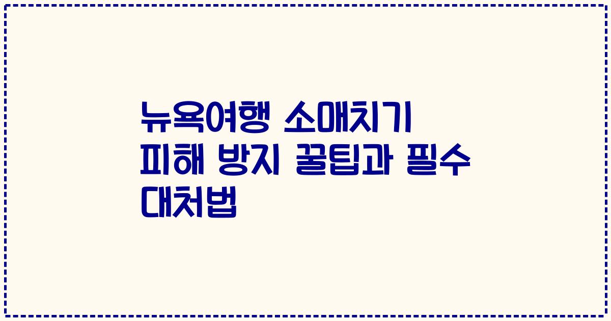 뉴욕여행 소매치기 피해 방지 꿀팁과 필수 대처법