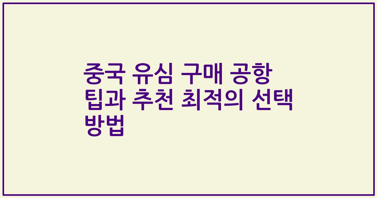 중국 유심 구매 공항 팁과 추천 최적의 선택 방법